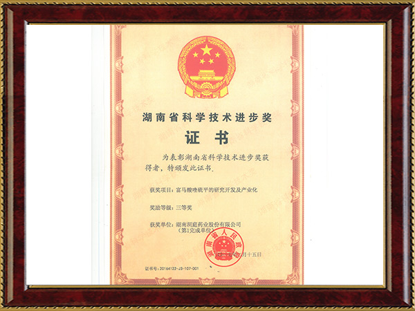 省科技進步三等獎